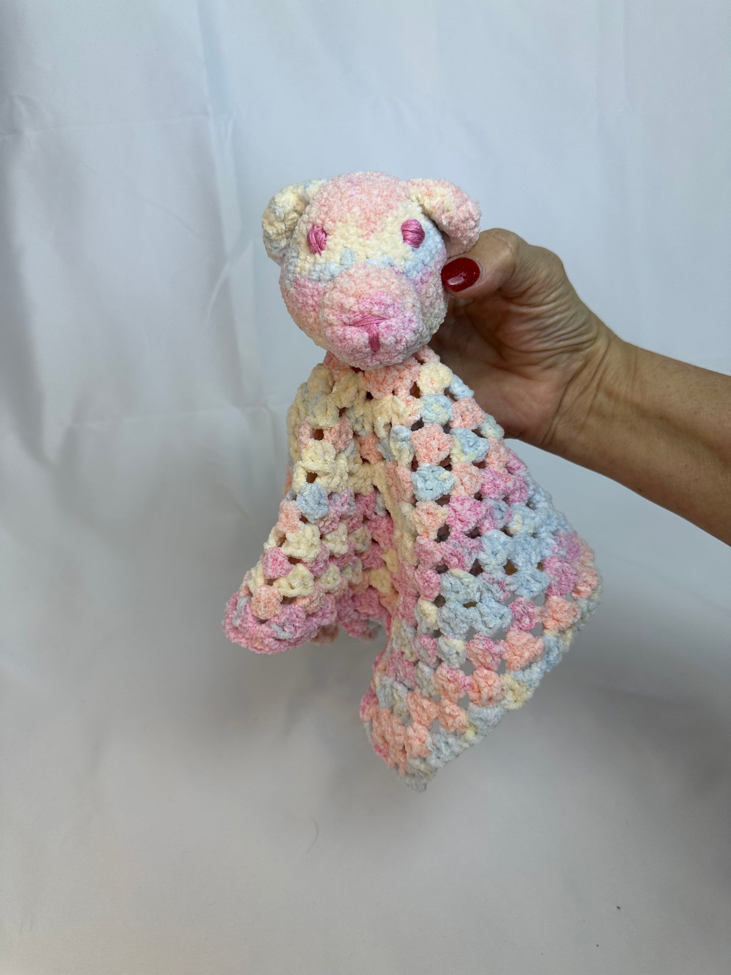 Bear Lovey | Handmade crocheted snuggler | Security blanket | baby shower gift | Amigurumi toy