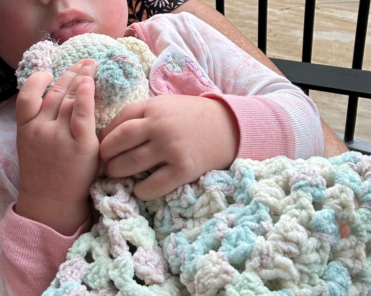 Bear Lovey | Handmade crocheted snuggler | Security blanket | baby shower gift | Amigurumi toy