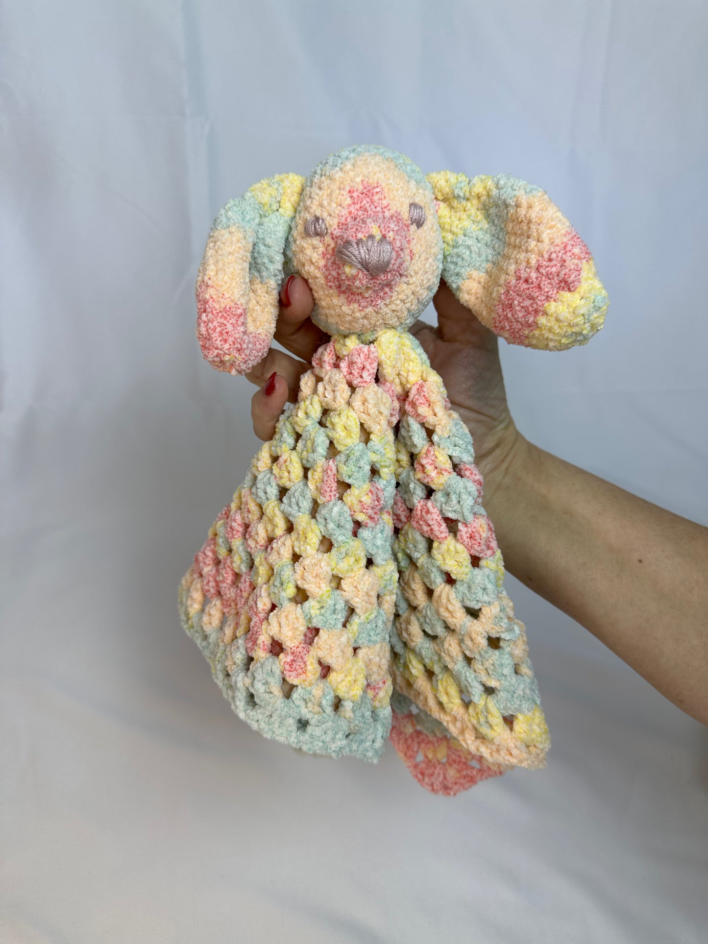 Bunny Lovey | Handmade crocheted snuggler | Security blanket | Baby shower gift | Amigurumi toy
