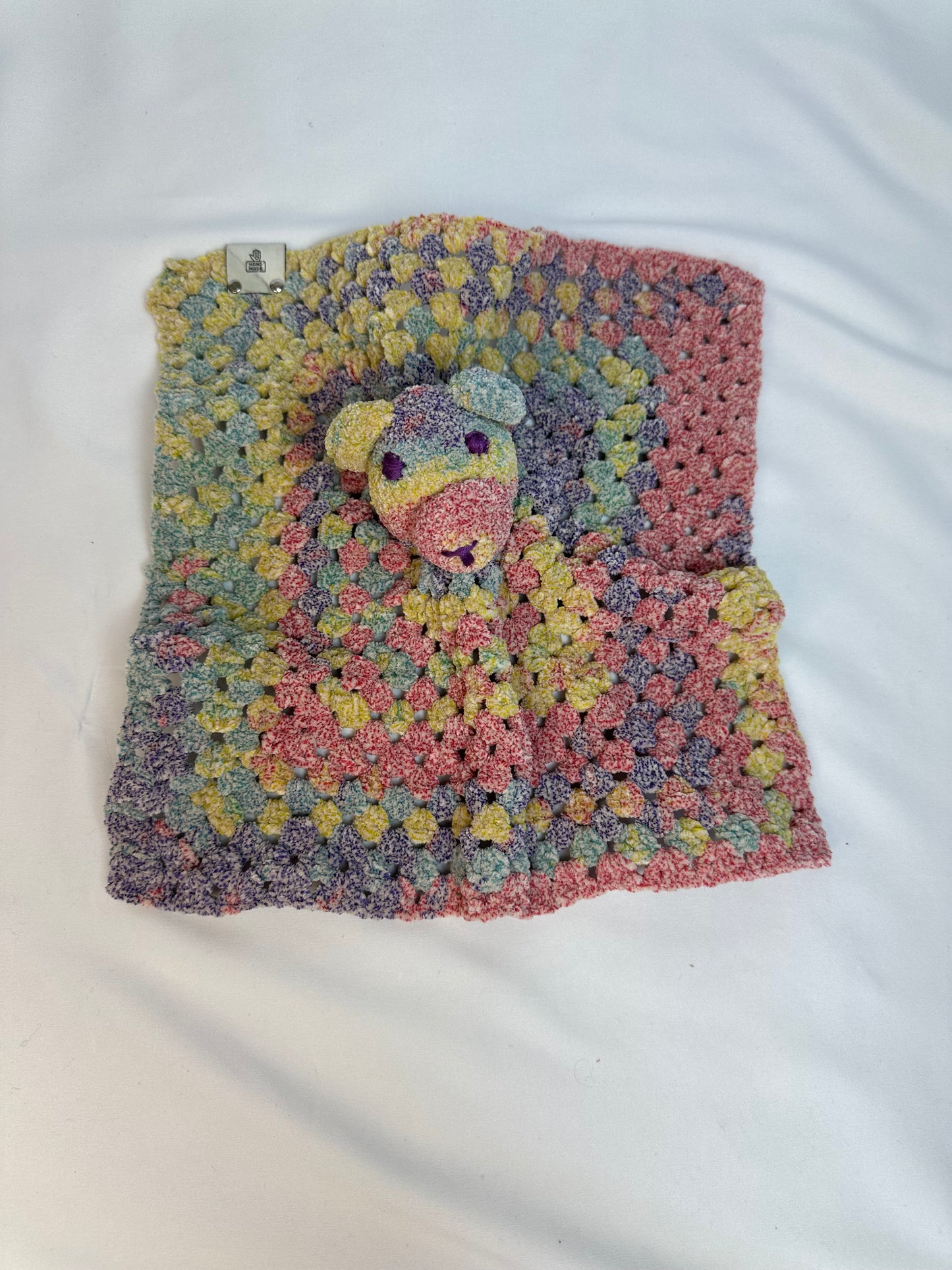 Bear Lovey | Handmade crocheted snuggler | Security blanket | baby shower gift | Amigurumi toy